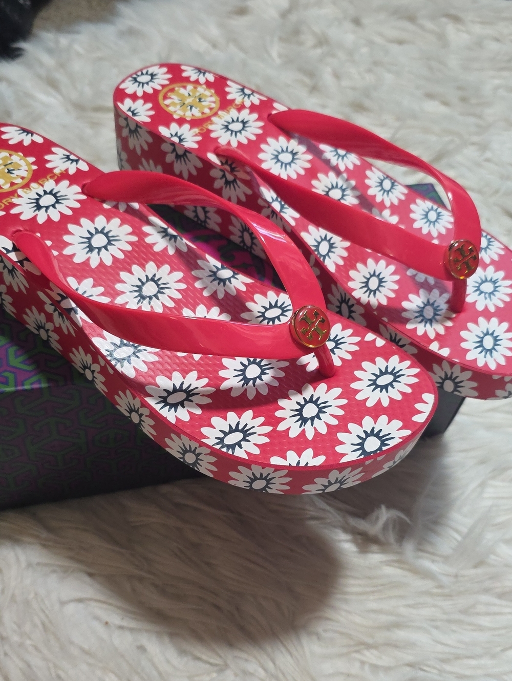 NEW In Box Tory Burch Nantucket Wedge Flip Flop- 9